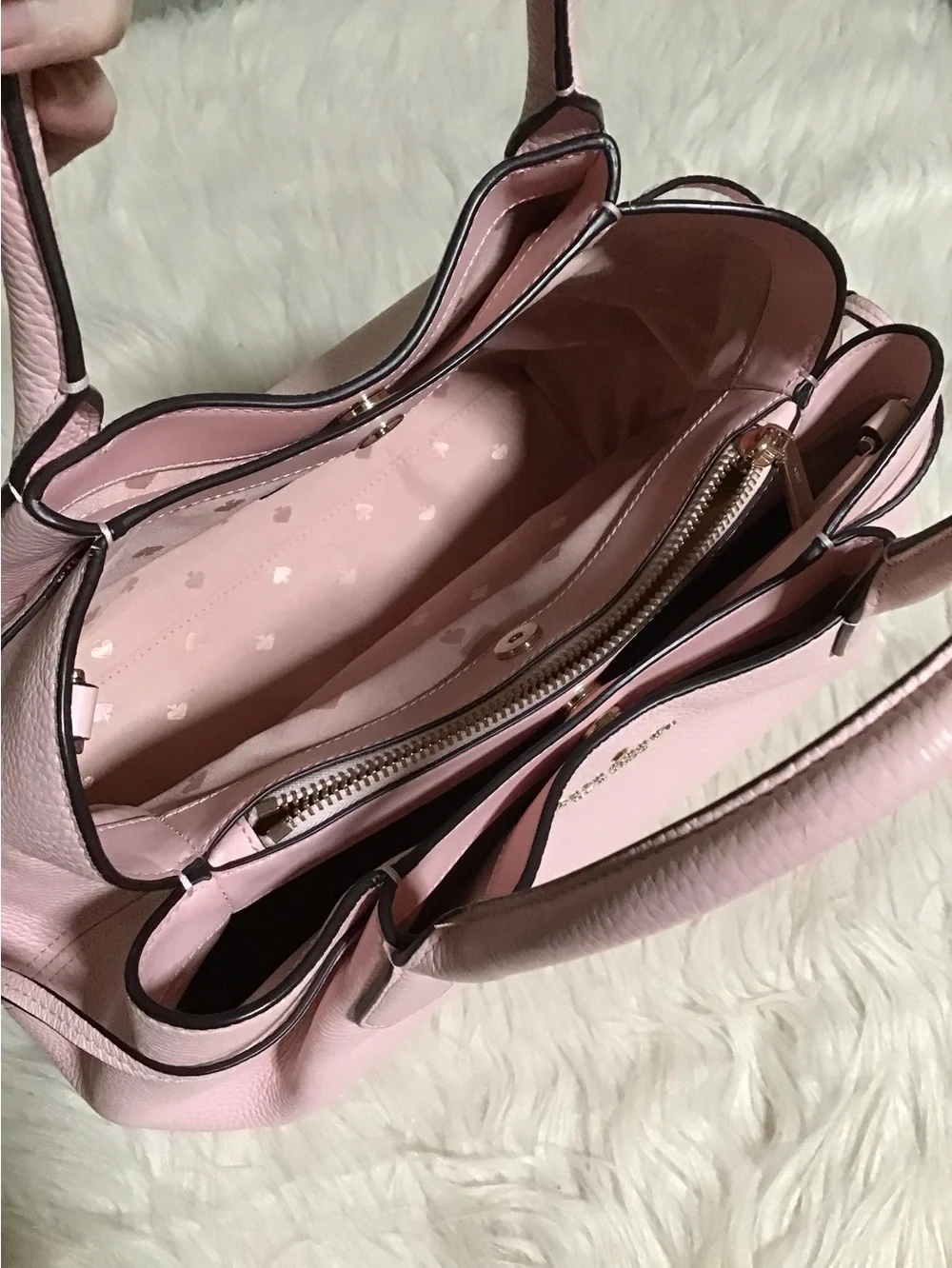 Kate spade Lrg dumpling pink pebble leather satchel purse